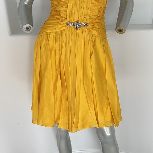 Interlude Couture Collection Silk Yellow Dress Size 8 - Picture 3 of 14
